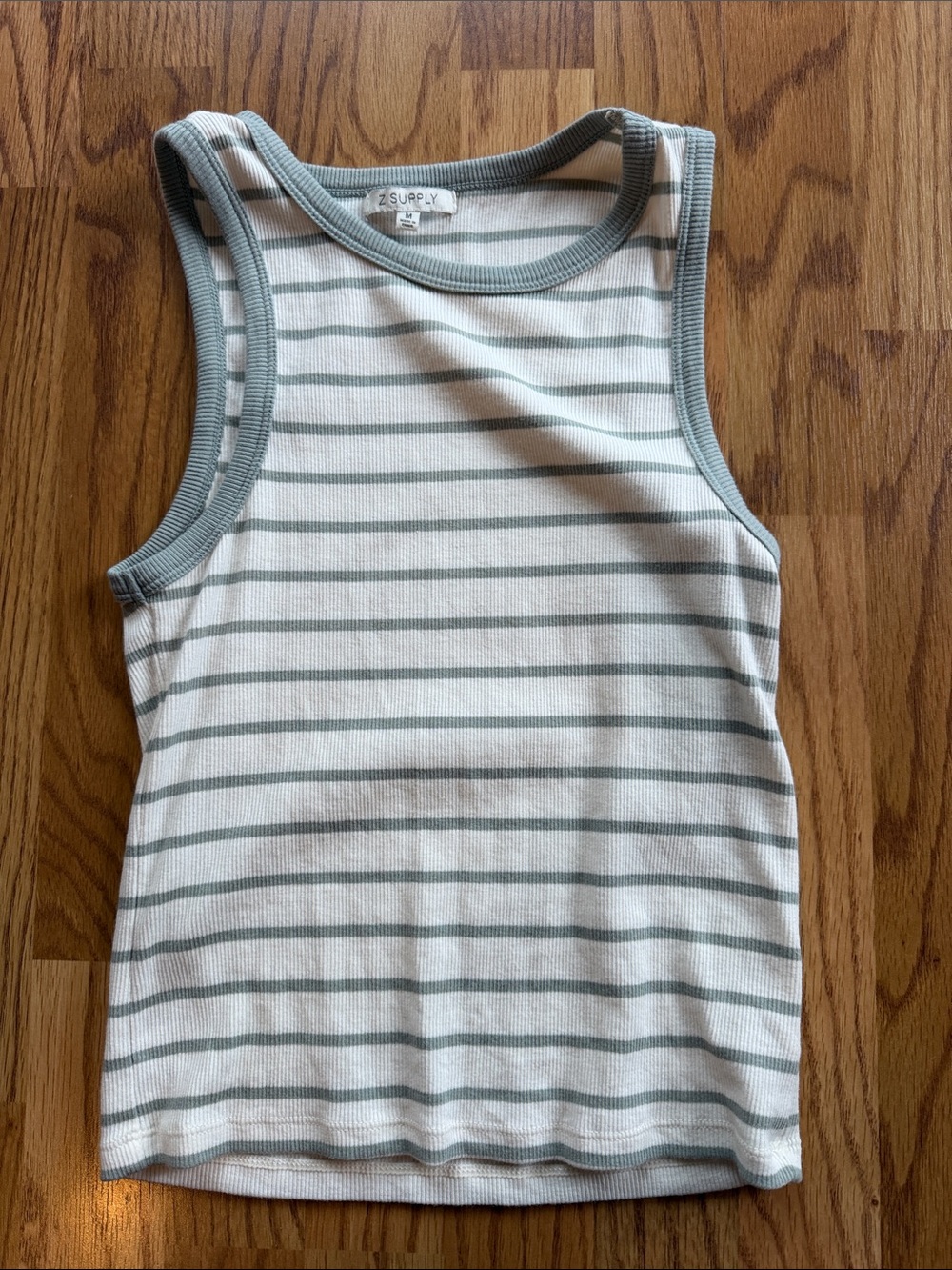 Z Supply Cream and Sage Green Striped Tank Top